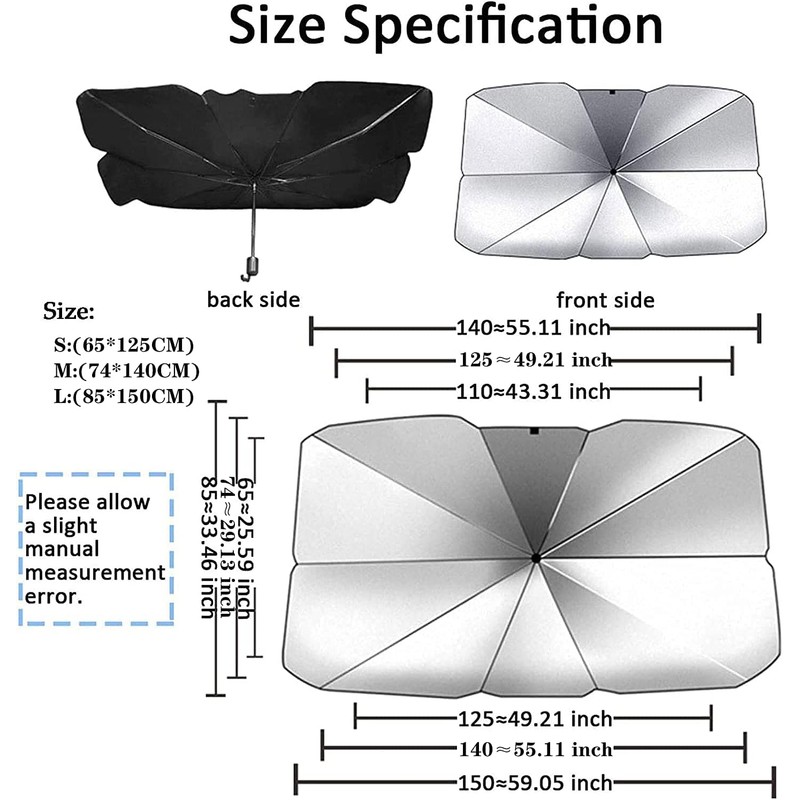 Parasol plegable para parabrisas Kwak's S 65x125cm - Protección UV