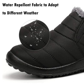 Womens Mens Winter Snow Waterproof Boots Fur Lined Flat Ankle Outdoor Walking Warm Shoes