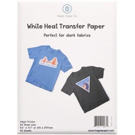 Hayes Paper Co. Premium Heat Transfer Paper, Iron - on, White Ideal for Dark Surfaces, A4 Size, 20 Sheets