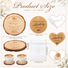 50 Sets Wedding Favor Gift for Guest Natural Pine Wood Coaster,Thank You