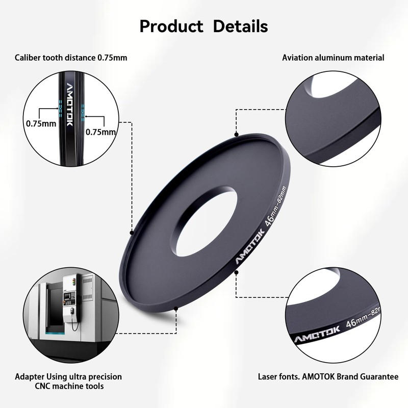 46 mm to 82 mm Lens Adapter Ring, Step Up