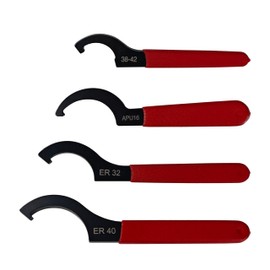 HFS(R) Hook Wrench 38-42mm 4pcs APU16 ER32 ER40 ER32 ER32 C Spanner Car Tuning Ring Nut Tighten Loose Lock Nut Suspension Repair Flexible Hook Spanner