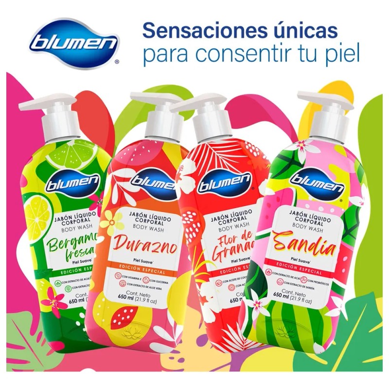 Jabón Líquido Corporal Blumen Durazno 650ml