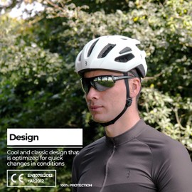 BBB Cycling Sports Glasses with 3 Interchangeable Lenses Lightweight Sunglasses UV Protection Half Frame for Bike Riding Men Women - Glossy Black - Impulse BSG-62