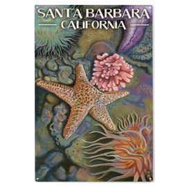 Lantern Press 10x15 Inch Wood Sign, Ready to Hang Wall Decor, Santa Barbara, California, Tidepools