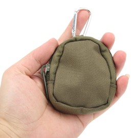 SOONHUA Small Key Bag Portable Wear Resistant 1000D Round Nylon Carrying Case with Triangle Buckle for Camping Outdoor Earphones (Green)