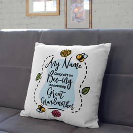 Mugffins Personalisierte Kissen mit Füllung mit Spruch für URGROßMUTTER/UROMA - Auf Englisch - Thanks for Beeing - 40 x 40 cm - Individuell Anpassbar Geschenk