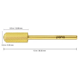 PANA Smooth Top Small Barrel 3/32" Shank Size - (Gold, Fine Grit) - Fast remove Acrylic or Hard Gel Nail Drill Bit for Manicure Pedicure Salon Professional or Beginner