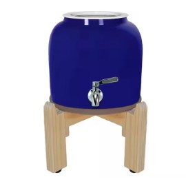 Geo Porcelain Ceramic Crock Water Dispenser with Stainless Steel Faucet Blue