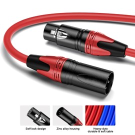 Seefeful 4Pack-50FT XLR Male to XLR Female Cables, Professional Balanced Microphone Lead, Extension Mic Cable Cord (Blue, Red, Blue, Yellow)