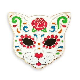 Pinsanity Cat Sugar Skull Enamel Lapel Pin