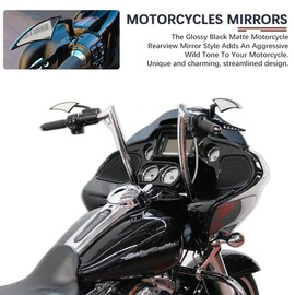 DREAMIZER Motorcycle Mini Spear Blade Side Mirrors 8MM Compatible with Harley Davidson Sportster Forty Eight Iron 48 72 883 1200 Softail Dyna Electra Street Road Glide - Black