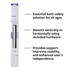 McKesson Grab Bar, Wall Mount, Steel, Bathroom, Shower Aid, White Power Coated, 18 in, 1 Count