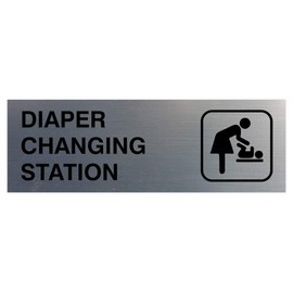 Signs ByLITA Basic Diaper Changing Station Sign (Brushed Silver) - Small