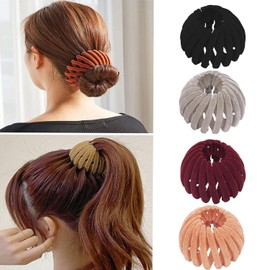 WADY Pinzas para el Pelo con Forma de Nido de Pájaro, Soporte Extensible para Coleta de Caballo para Mujer, Pinzas para el Pelo de Terciopelo con Diseño de Nido de Pájaros Perezosos Horquillas (A-4)