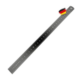 BAUHELD® Metal Ruler 300 mm [EG-1] - Scale with Measuring Scale in INCH and CM [Made in Germany] - Robust Marking Ruler Made of Anodised Aluminium - 30 cm with Practical Hanging Hole - Black