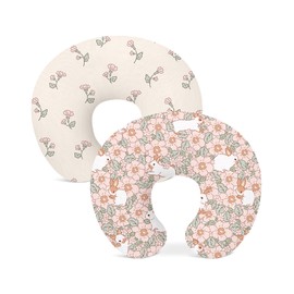 Nursing Pillow Covers 2 Pack, Breastfeeding Pillow Slipcovers Soft and Stretchy, Nursing Covers for Baby Girls Boys Newborn (Bunny Garden)