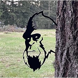 Agriism 12" x 8" Inches Metal Wall Art Statues/Bigfoot Peeking/Sasquatch/Big Foot/Garden Stake/Tree Stake/Garden Art/Backyard Decor Perfect for Mother's Day/Father's Day