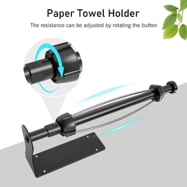 SetSail Paper Towel Holder Under Cabinet Easy Tear Wall Mount Self-Adhesive or Drilled for Kitchen Bathroom Black 2 Packs