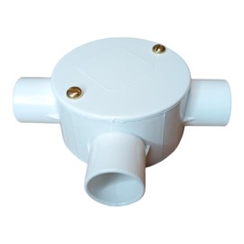 White 20mm PVC Conduit Box 3 Way Terminal Box with Lid and Screws - Pack of 1