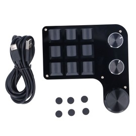 USB Mini Macro Mechanical Gaming Keyboard Programmable 9 Keys 3 Knobs Red Switch RGB LED Onboard Storage Wired Keypad