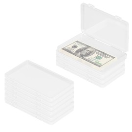 QoTang 10 PCS Paper Money Storage Case, Plastic Dollar Bill Storage Box, Clear Currency Collection Box Cash Case Money Saving Organizer with Lid