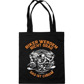 RAHMENLOS Original Design Printed Fabric Bag – The Gift for the Slightly Older Motorcyclist: Bikers Don't Get Grey..