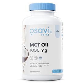 Osavi MCT Oil 1000mg – 180 Softgels | High Concentration of Caprylic (C8) and Capric (C10) Acids | 100% Coconut Oil, Palm Oil Free | Eco–Friendly BioPET Packaging