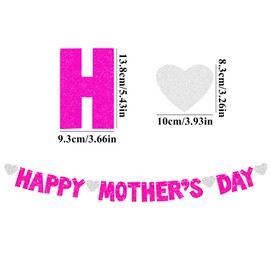 Happy Mother's Day Banner, Glitter Mother's Day Bunting Banner Happy Mother’s Day Letter Garland with Heart Mom Gift for Mother's Day Party Decoration Photo Booth Backdrop Y7SFMQJLQ