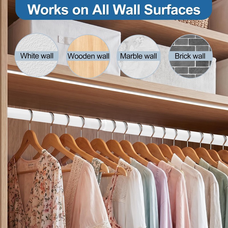WARDENIX Adjustable Closet Rod for Hanging Clothes, 17-28inch Heavy Duty