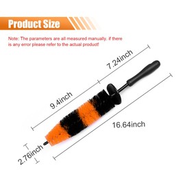 Master Car Wheel Brush, 16" Long Soft Bristle Car Wheel Rim Cleaner Brush, Easy Reach Wheel and Rim Detailing Brush, Car Washing Brush Tire Detail Brush for Wheel Rim Exhaust Tips (Orange & Black)
