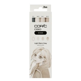 Copic Ciao Shade Set Light Warm Grey, 3 Twin Markers with One Medium and One Brush Tip, Includes Multiliner Warm Grey 0.3 mm
