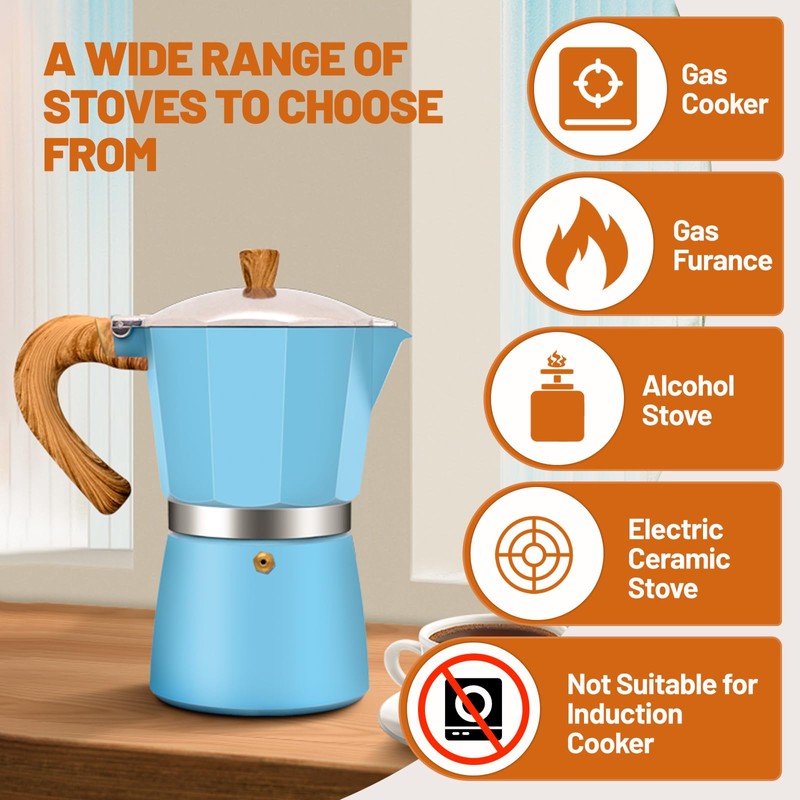 DITOSH 12 Cup Aluminum Espresso Stovetop Moka Pot Express Coffee