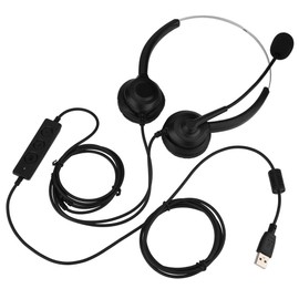 Call Center USB Headset Noise Cancelling 360° Rotation Earmuffs Mute Function with Microphone for Phone Computer Desktop Box