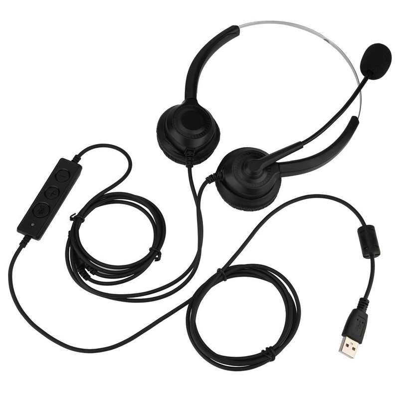 Call Center USB Headset Noise Cancelling 360° Rotation Earmuffs Mute