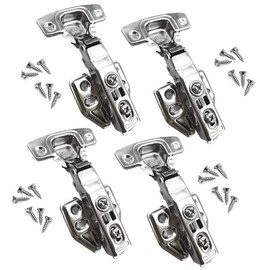 Bestgle 4 Pcs Cabinet Hinge Kitchen Cupboard Hinges, Stainless Steel Soft Close Furniture Concealed Hinges Wardrobe Door Hinge Set, Full Overlay Hinges with Mounting Screws for Home Improvement