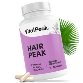 Hair Peak - Hair Growth Supplement - Hair Vitamins to Support Healthy Hair - with Biotin, Collagen, Saw Palmetto Extract, Keratin, Iron, Ionide, Zinc & More - Gluten Free, Dairy Free - 60 Capsules
