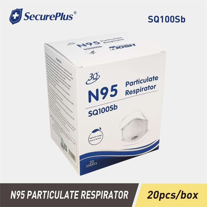 SECURE PLUS N95 mask breathable filtration efficiency ≥ 95% particulate