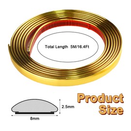 5 m x 8 mm Selbstklebende Zierleisten, Goldene Zierleiste, Wandleiste zum Abziehen und Aufkleben, Wasserfest und ölbeständig Wandleisten Selbstklebend Geeignet für Spiegel, Wände, Decken, Schränke