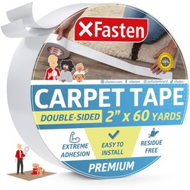 Cinta Adhesiva de Doble Cara XFasten para Alfombras de Área, 2 Pulgadas x 60 Yardas – Cinta Antideslizante de Agarre para Alfombras de Uso Pesado, Funciona como Sujetador de Alfombras, Sin Residuos