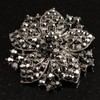 Victorian Corsage Flower Brooch (Silver&Jet Black)