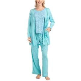 MUK LUKS Anything 3 Piece Sleep and Lounge Set, Teal Paisley, M