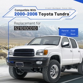 KUAFU Front Bumper Face Bar Compatible with 2000-2006 Toyota Tundra Bumper Impact Bar Replacement for 521010C010 TO1002171 Powder Coated Black Steel