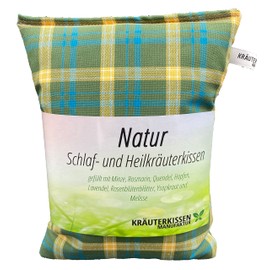 Herb Cushion Filled with Medicinal Herbs Approx. 25 x 20 cm Design Check Green / Yellow 2304