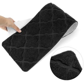 QWORK 15-Piece Non-Slip Edging Stair Treads for Wooden Steps - 30in x 8in, Indoor Removable Washable Step Runners, Safety for All Ages, Elders, & Pets (Grey)