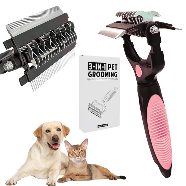FurCare 3-in-1 Deshedding, Dematting & Detangling Pet Tool, Cat Brush