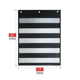 Small Classroom Pocket Chart – by Essex Wares – for Teacher Lessons in a Classroom or for Use at Home – Fits Standard 3” Sentence Strips and Cards (Black)