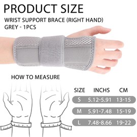 NICEIN Wrist Bandages, Carpal Tunnel Syndrome Splint Made of Metal, Sturdy Wrist Support, Adjustable Splint Wrist Tendonitis for Men and Women, Sprains (Black, L)