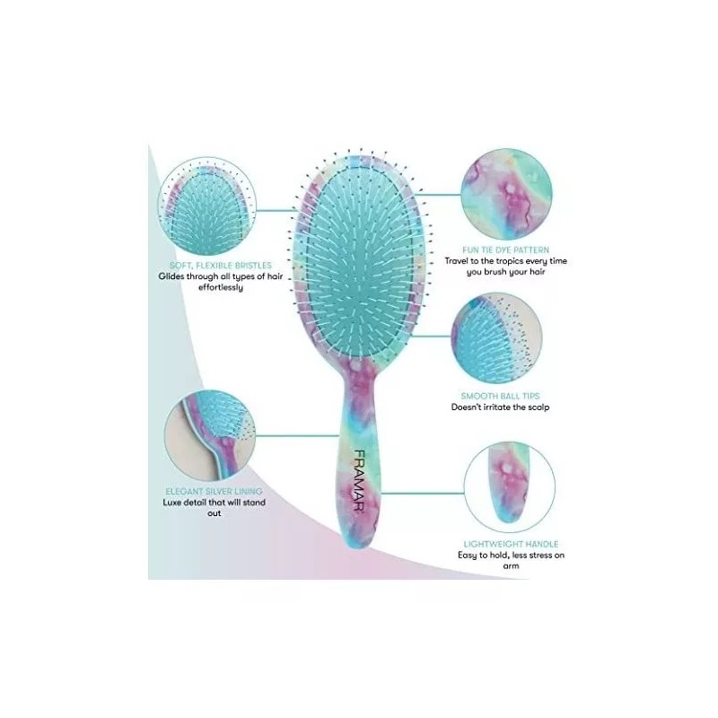 Cepillo Para Cabello De Plastico Multicolor Diseño Acuarela