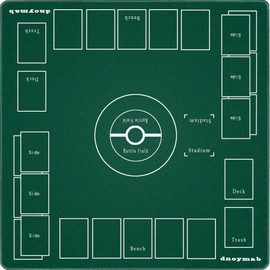 Dnoymab Full Size Play Mat, Card Game, 0.1 inch (3 mm) Thick, Rubber Play Mat, For 2 People, Anti-Slip, Storage Bag, 23.6 x 23.6 inches (60 x 60 cm) (Green)